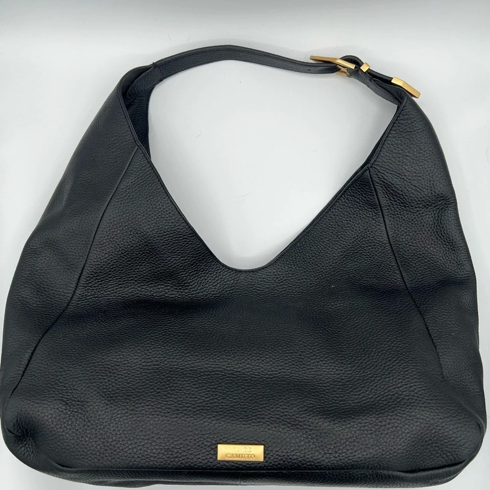 Vince Camuto Black Hobo Bag with Gold Accent
